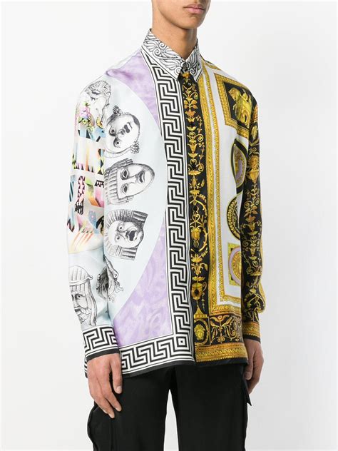 versace silk medusa white shirt|Versace Medusa shirt men.